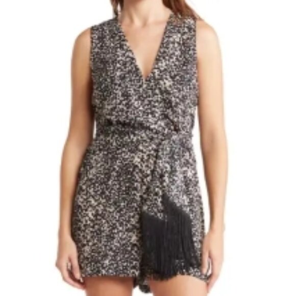 BCBGMAXAZRIA Leopard Fringed-Tie Romper – Size S – NWT - Picture 2 of 7
